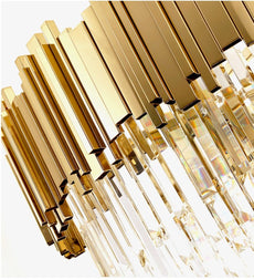 Lámpara de araña de montaje semiempotrado de oro y cristal