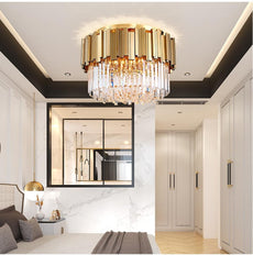 Gold and Crystal Semi Flush Mount Chandelier
