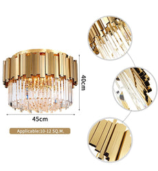 Gold and Crystal Semi Flush Mount Chandelier