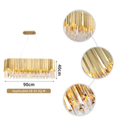 Gold or Chrome and Crystal Arrows Chandelier - Oval