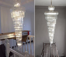 Two-Tiered Crystal Falls Double Volume Foyer Chandelier